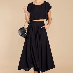 Red Dress Black two piece set